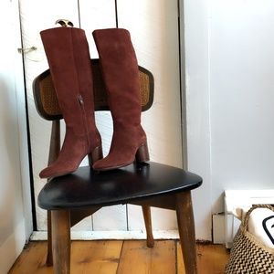 NWOT Madewell "The Scarlett" Tall Maroon Suede Boots Sz 6